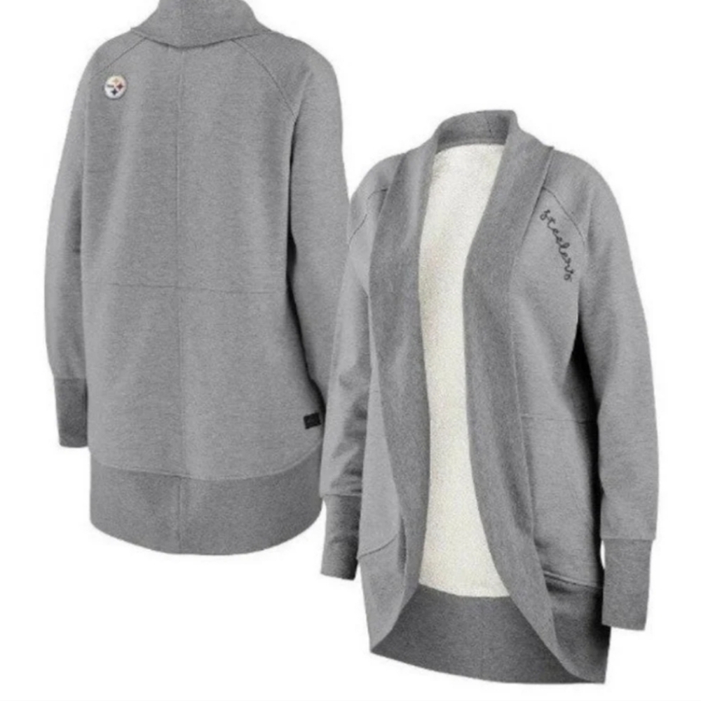 Womams San Francisco 49ers Gray Open Front Cardigan with Logo